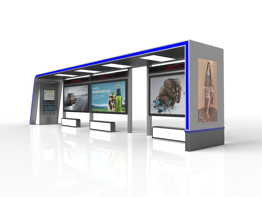 现代智能候车亭的效果图